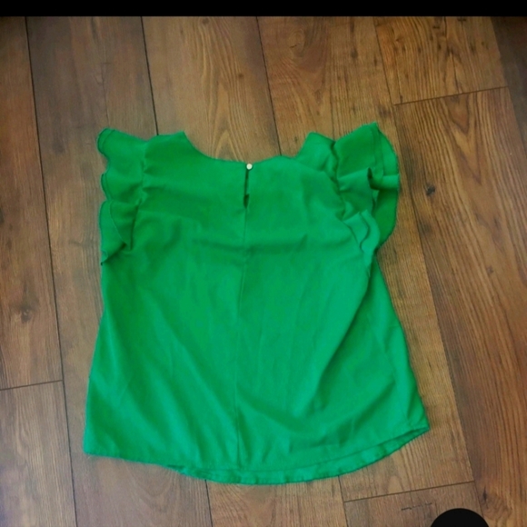 Ruffle Sleeve Greenp Blouse Top Size Large - Picture 4 of 8